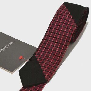60s Vintage Carson Pirie Scott Skinny Tie Mens OS Red Black Diamond Rayon